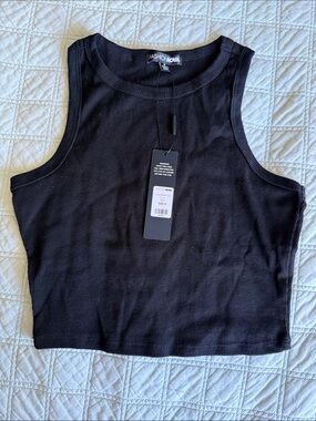 Fashion Nova Black Ribbed Crop Tank